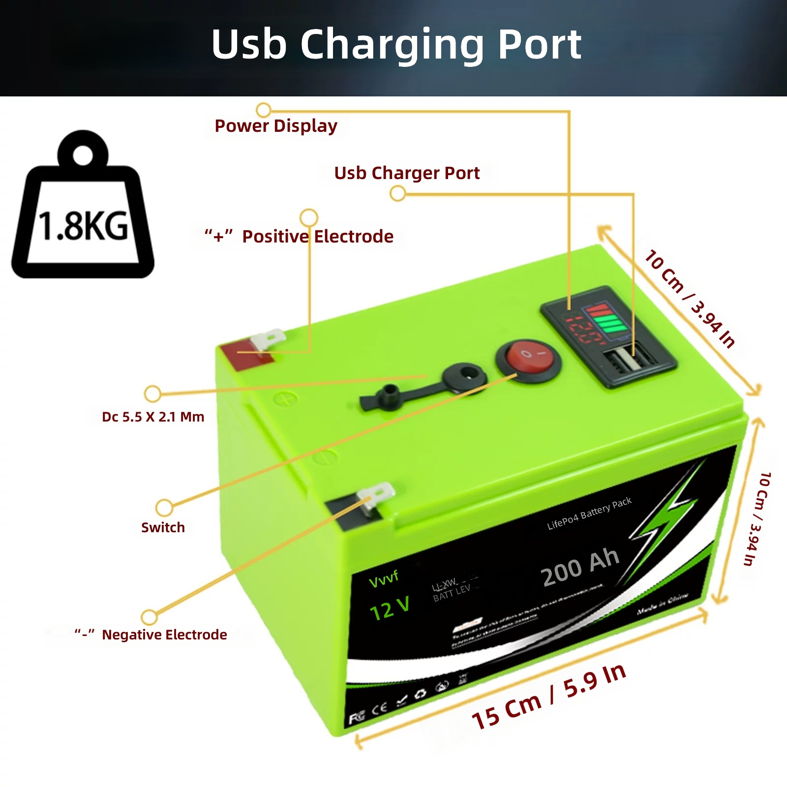 12V 200Ah LiFePO4 Lithium Battery with Display for RV Camping Solar Storage by Sanlita China factory manufacture wholesale supplier