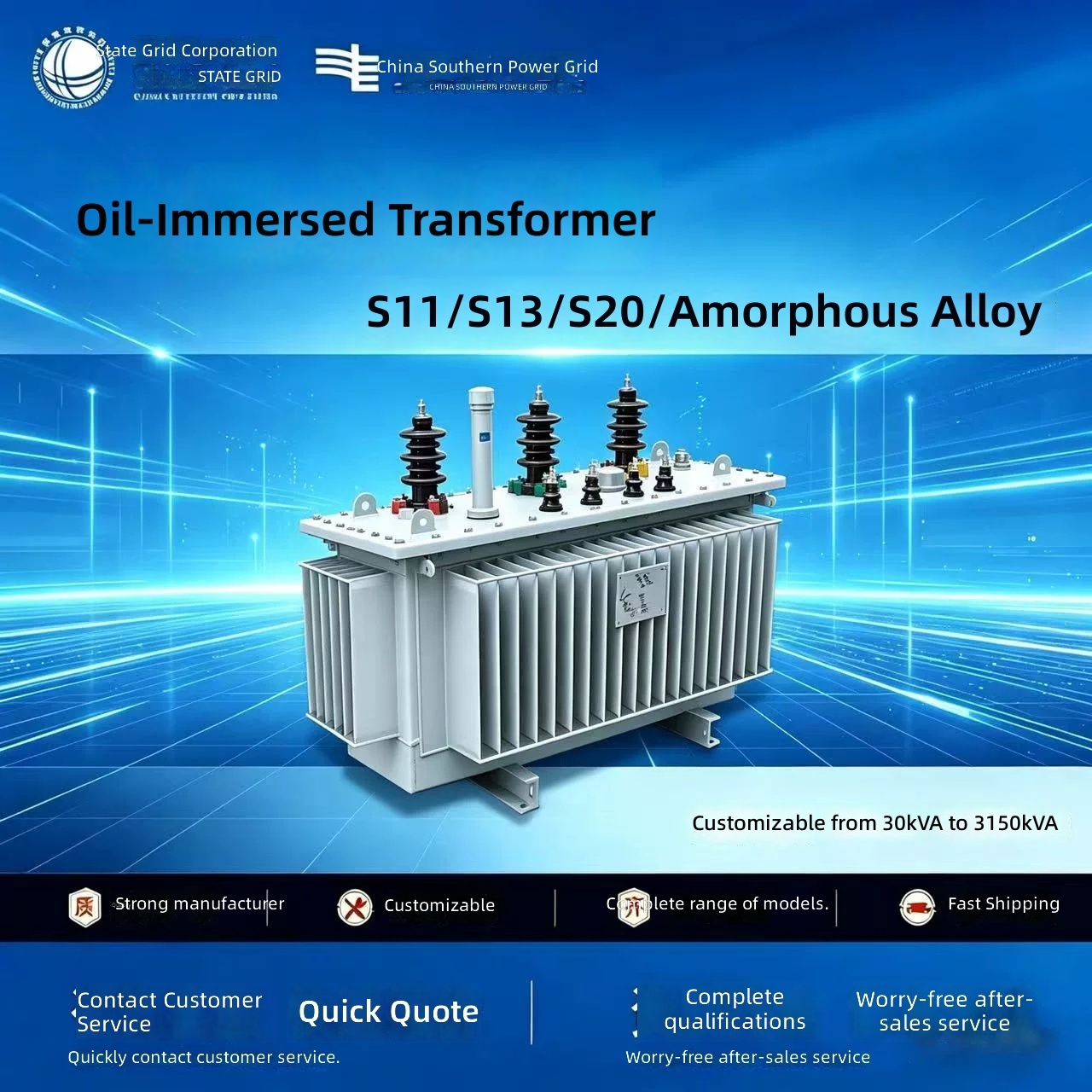 S11 Oil Immersed Transformer High Voltage Three Phase 160/200/500/630/1000kVA Power Transformer 10kW by Sanlita China factory manufacture wholesale supplier