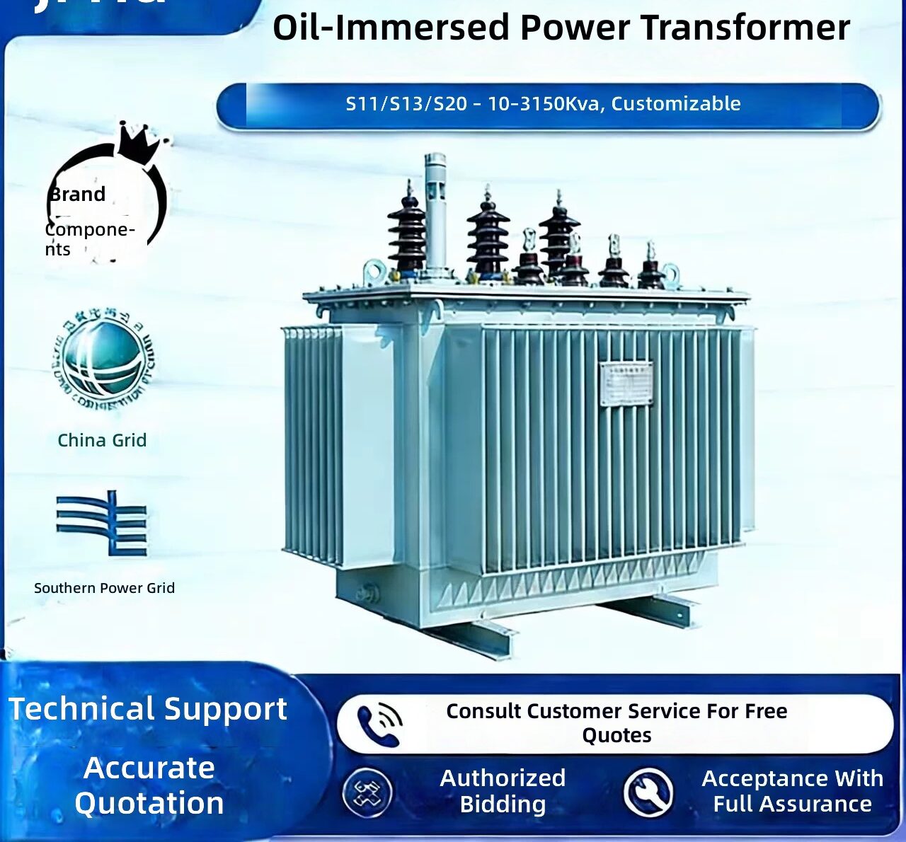 S11 S13 High Voltage 3 Phase 10kV Oil Immersed Power Transformer 100-630KVA by Sanlita China factory manufacture wholesale supplier